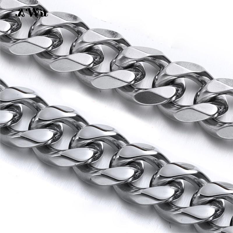 Cuban Link Chain 12Mm - キューバリンクチェーンステンレス鋼のネックレス防水 18 K ゴールドメッキパンク男性女性ブラックシルバーカラージュエリー DIY アクセサリー