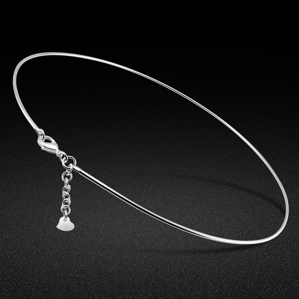 925 Sterling Silver Chain Necklace Men - Kpop 925 スターリングシルバーチョーカーチェーンネックレスシンプルな首輪ネックレス女性男性ユニセックスパンクネックレスグランジジュエリー