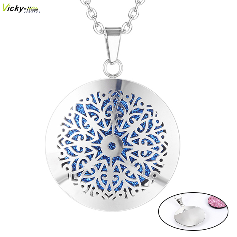 Heart Locket Necklace Photo - 新しいシンプルなアロマセラピーエッセンシャルオイルディフューザーロケット香水ネックレス女性のための 316L ステンレス鋼ロケットとフェルトパッド