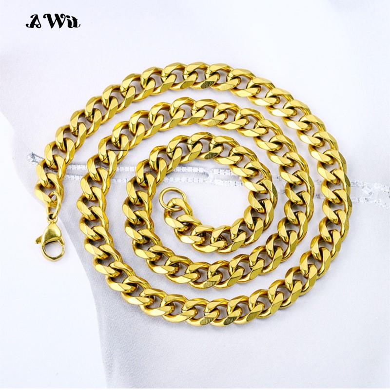 キューバリンクチェーンステンレス鋼のネックレス防水 18 K - Cuban Link Chain 12Mm のレビューと価格
