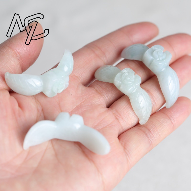 2PC ナチュラルホワイト翡翠翡翠ローズブレスレットペンダン - Bracelets のレビューと価格