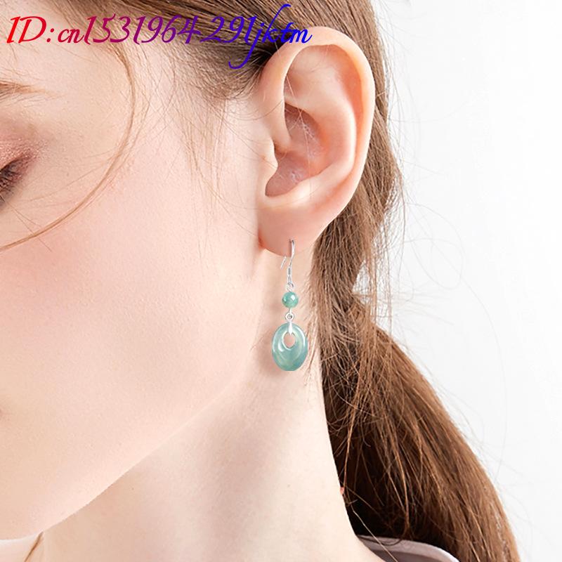 ミャンマー翡翠リングイヤリング 925 シルバー女性へのギフ - Earrings のレビューと価格