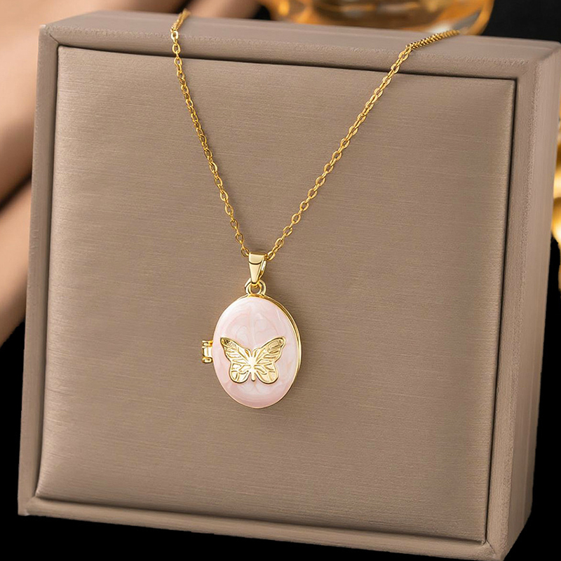 ANENJERY 316L ステンレス鋼フラワーバタフライス - Heart Locket Necklace Photo のレビューと価格