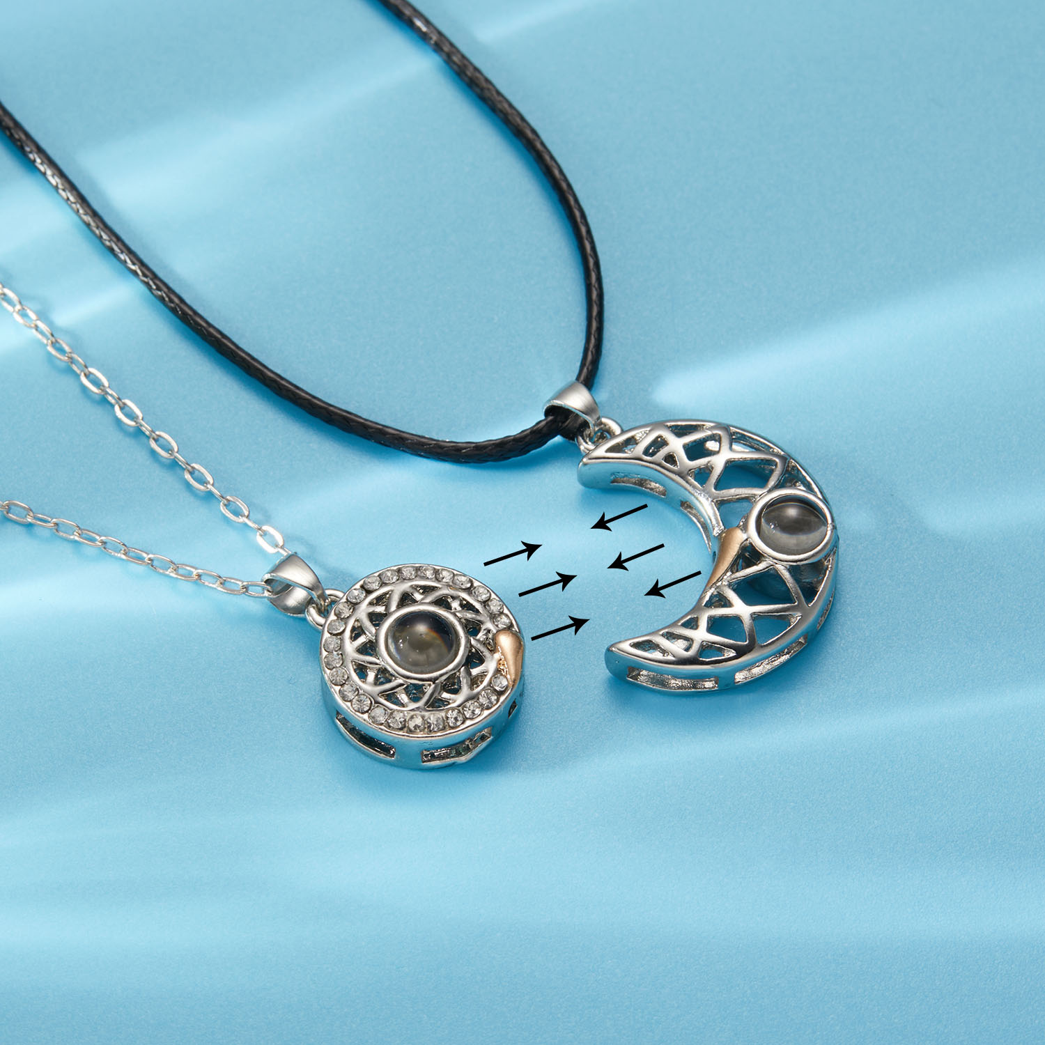 ロマンチックな磁気日月カップルマッチングネックレス 100  - Magnetic Couple Matching Necklaces のレビューと価格