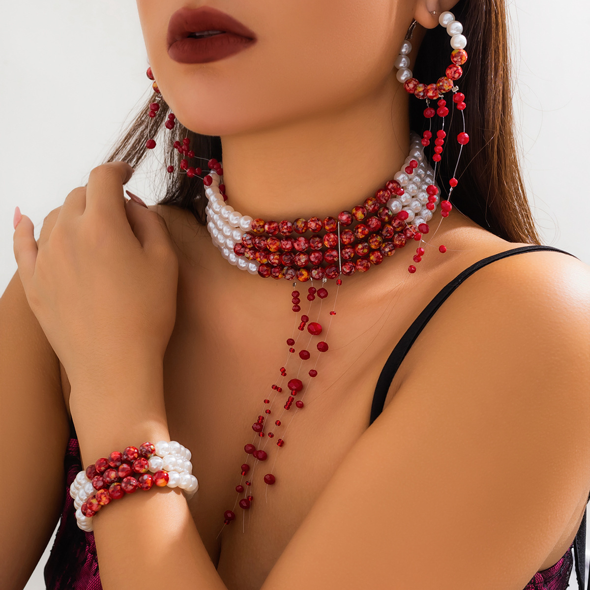 女性用マルチレイヤーペンダントネックレス,模造真珠,タッセル - Pearl Choker Necklace Vintage のレビューと価格
