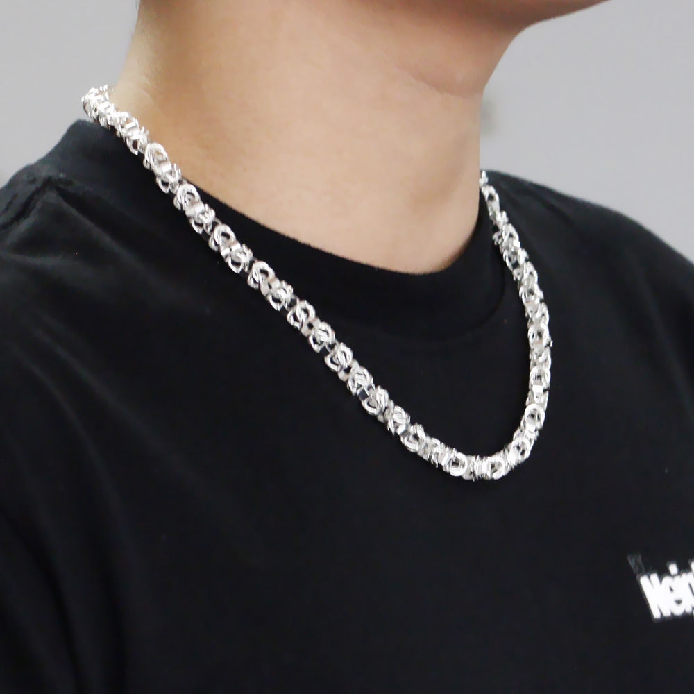 925スターリングシルバー製ヒップホップボーンリンクチェーン - 925 Sterling Silver Chain Necklace Men のレビューと価格