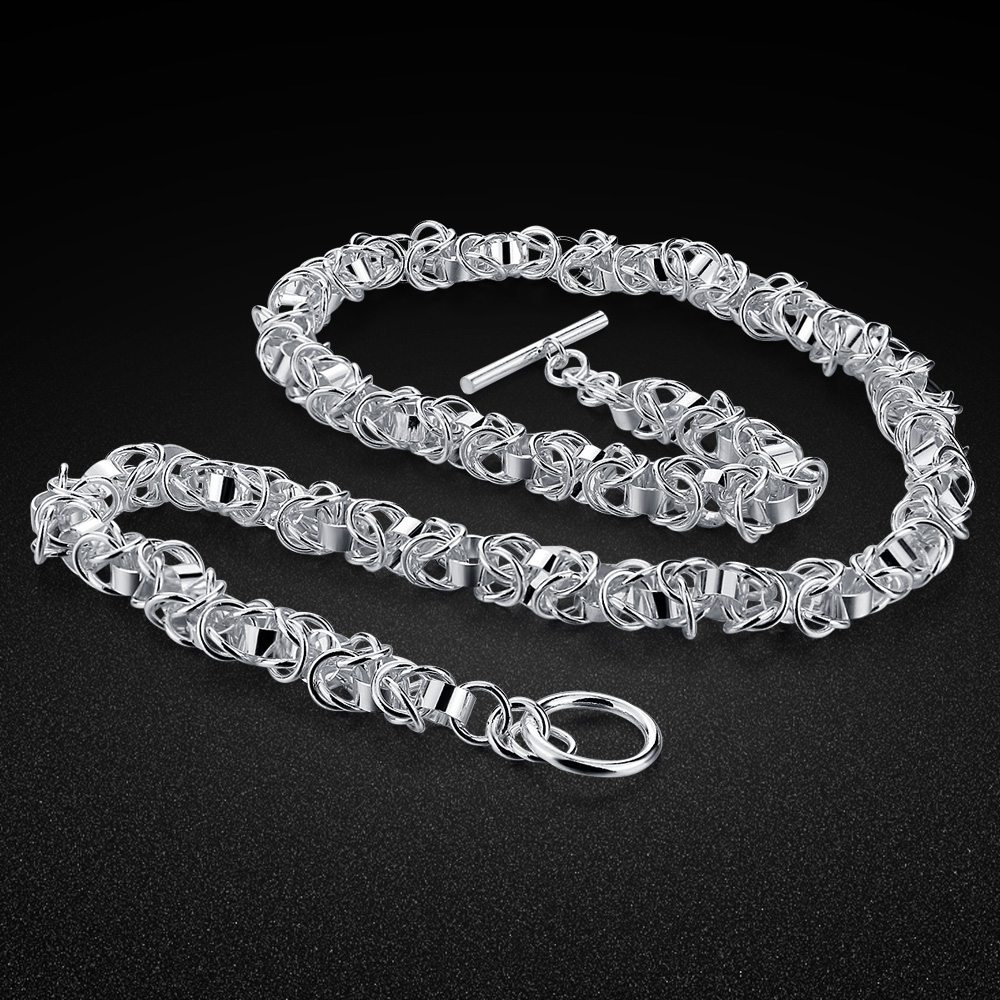 925スターリングシルバー製ヒップホップボーンリンクチェーン - 925 Sterling Silver Chain Necklace Men のレビューと価格