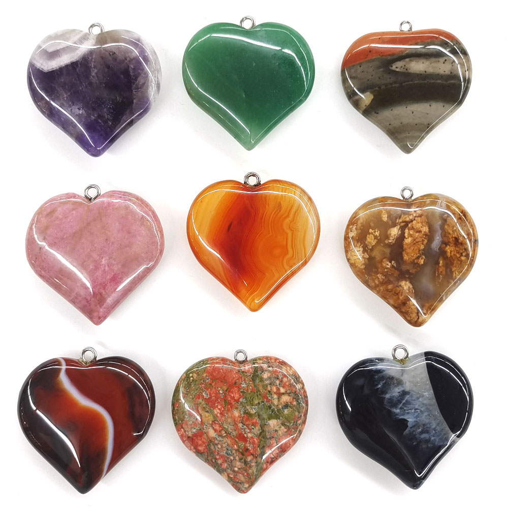 40mmの桃の形をしたペンダント。天然石を使用し、癒やし効果 - Crystal Pendant Necklace Natural Stone のレビューと価格