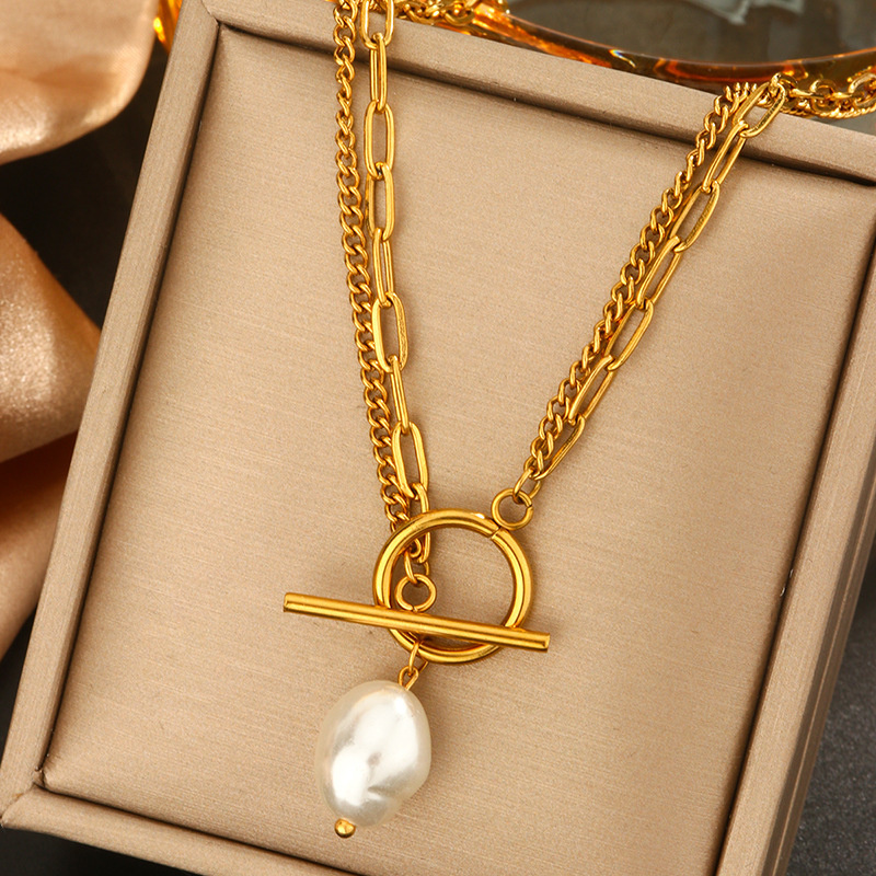女性用イミテーションパールペンダントチェーンネックレス,大き - Pearl Choker Necklace Vintage のレビューと価格