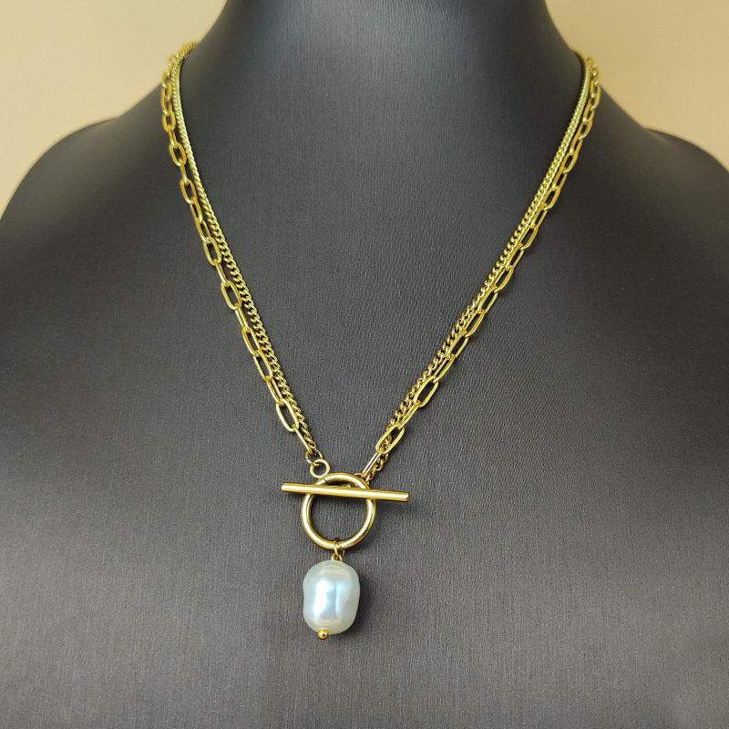 女性用イミテーションパールペンダントチェーンネックレス,大き - Pearl Choker Necklace Vintage のレビューと価格