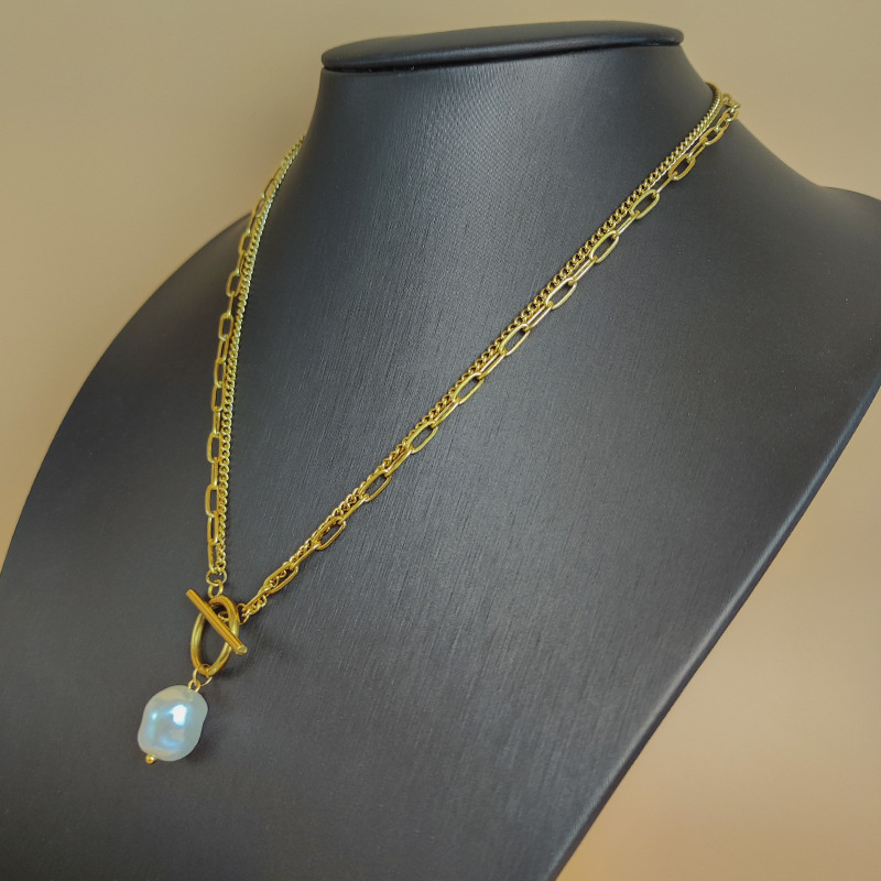 女性用イミテーションパールペンダントチェーンネックレス,大き - Pearl Choker Necklace Vintage のレビューと価格