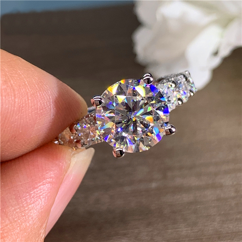 カスタムソリッド18K Au750ホワイトゴールド女性用ウェ - Moissanite Engagement Ring 1 Carat のレビューと価格