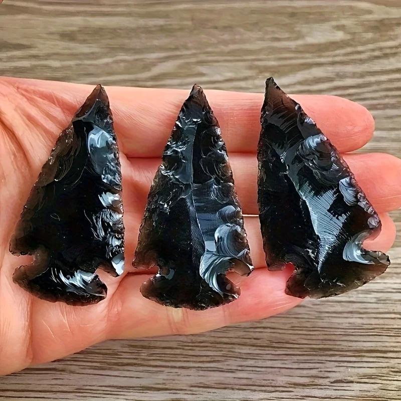 黒曜石の矢ペンダント 1 個 - 手彫りの天然石ペンダント、 - Crystal Pendant Necklace Natural Stone のレビューと価格
