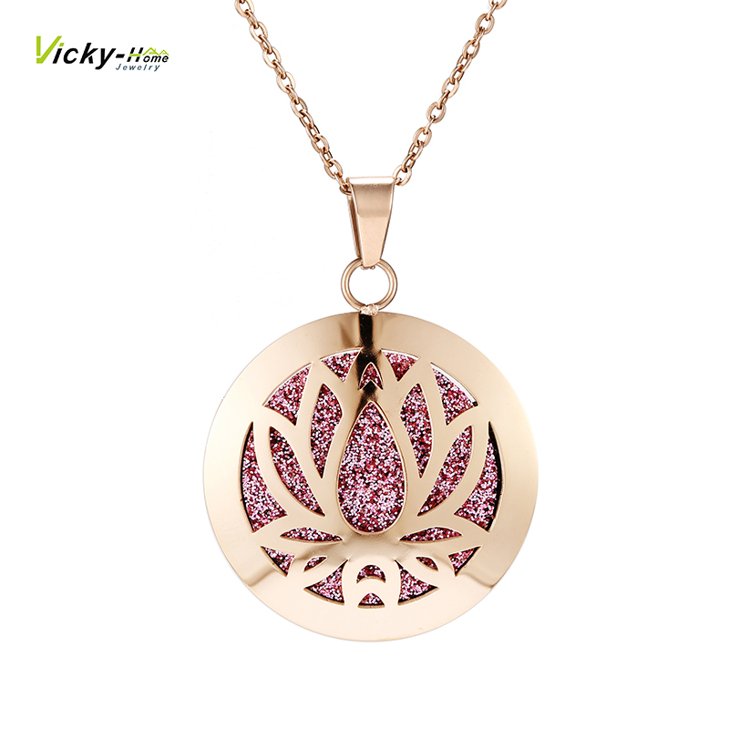 Lotus-アロマセラピー用のエッセンシャルオイルのディフュ - Heart Locket Necklace Photo のレビューと価格