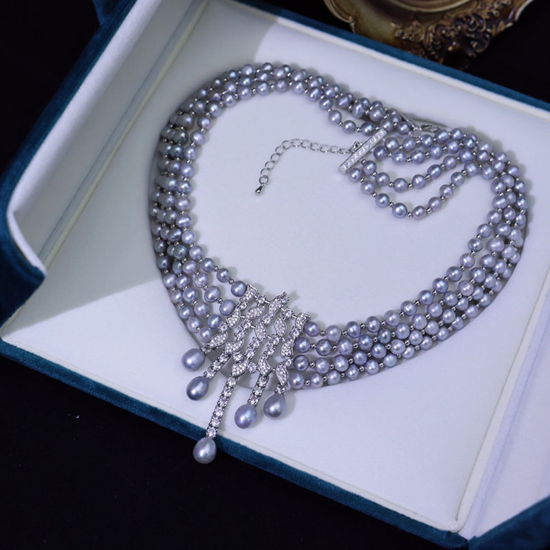 淡水パールネックレス、ヴィンテージ風トリプルレイヤー高級デザ - Pearl Choker Necklace Vintage のレビューと価格