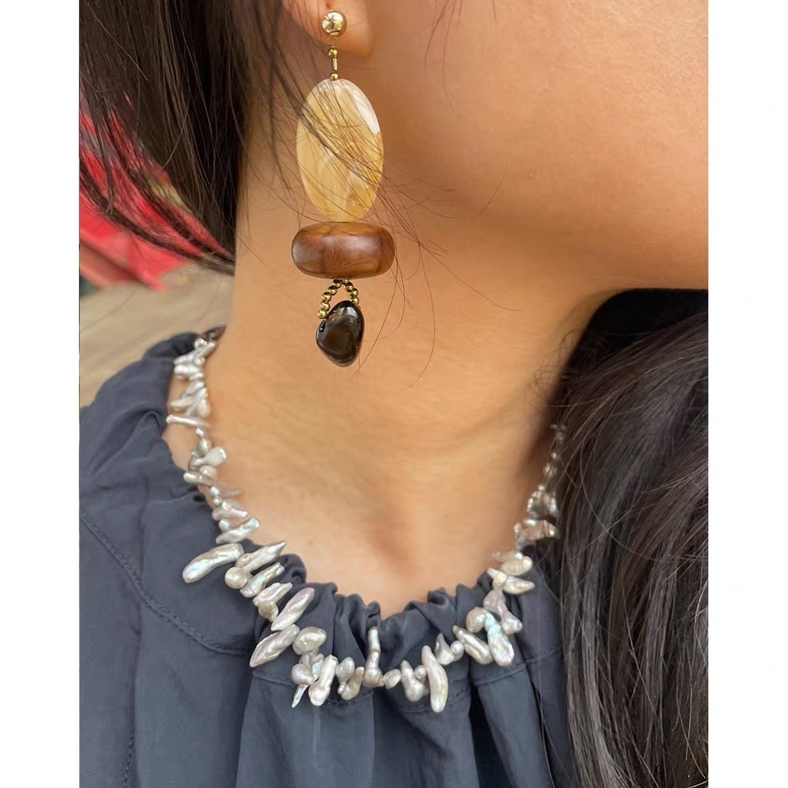 ボヘミアン・バロック風パールチョーカーネックレス、レジン製ウ - Pearl Choker Necklace Vintage のレビューと価格