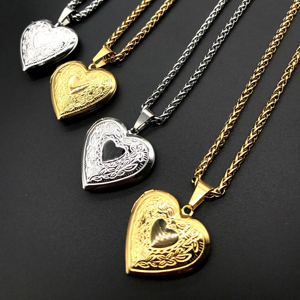 ファッショナブルなフォトアルバム,ネックレス,ハート型ペンダ - Heart Locket Necklace Photo のレビューと価格
