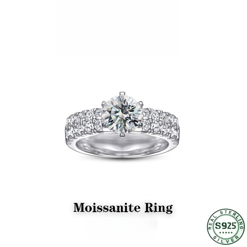 人気急上昇中のファッションリング。100％S925シルバー製 - Moissanite Engagement Ring 1 Carat のレビューと価格