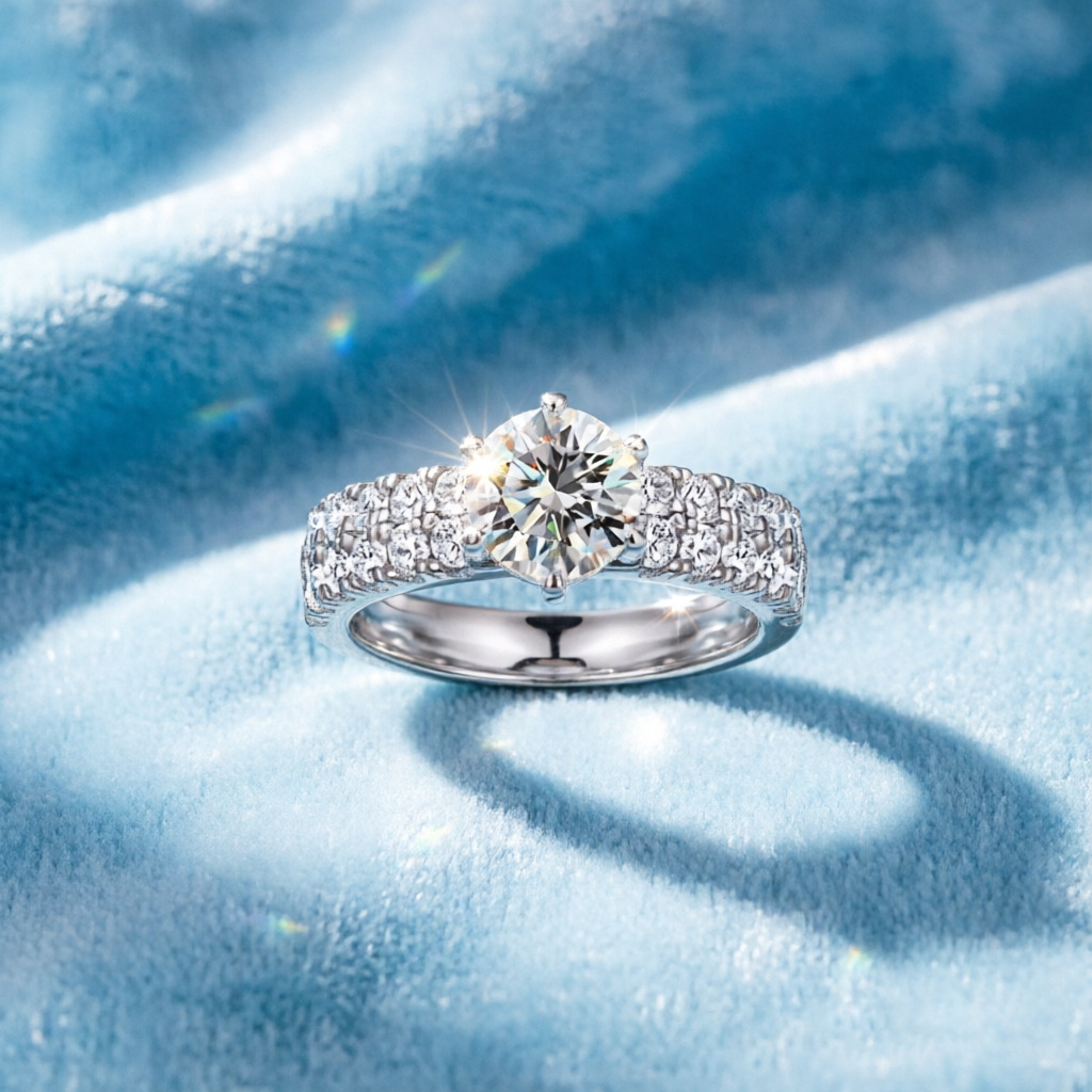 人気急上昇中のファッションリング。100％S925シルバー製 - Moissanite Engagement Ring 1 Carat のレビューと価格