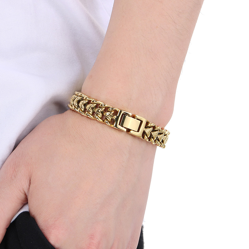 KALEN 光沢のあるステンレス鋼の編み込みチェーンブレスレ - Cuban Link Chain 12Mm のレビューと価格