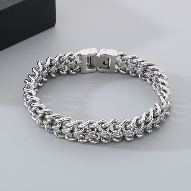 KALEN 光沢のあるステンレス鋼の編み込みチェーンブレスレ - Cuban Link Chain 12Mm のレビューと価格